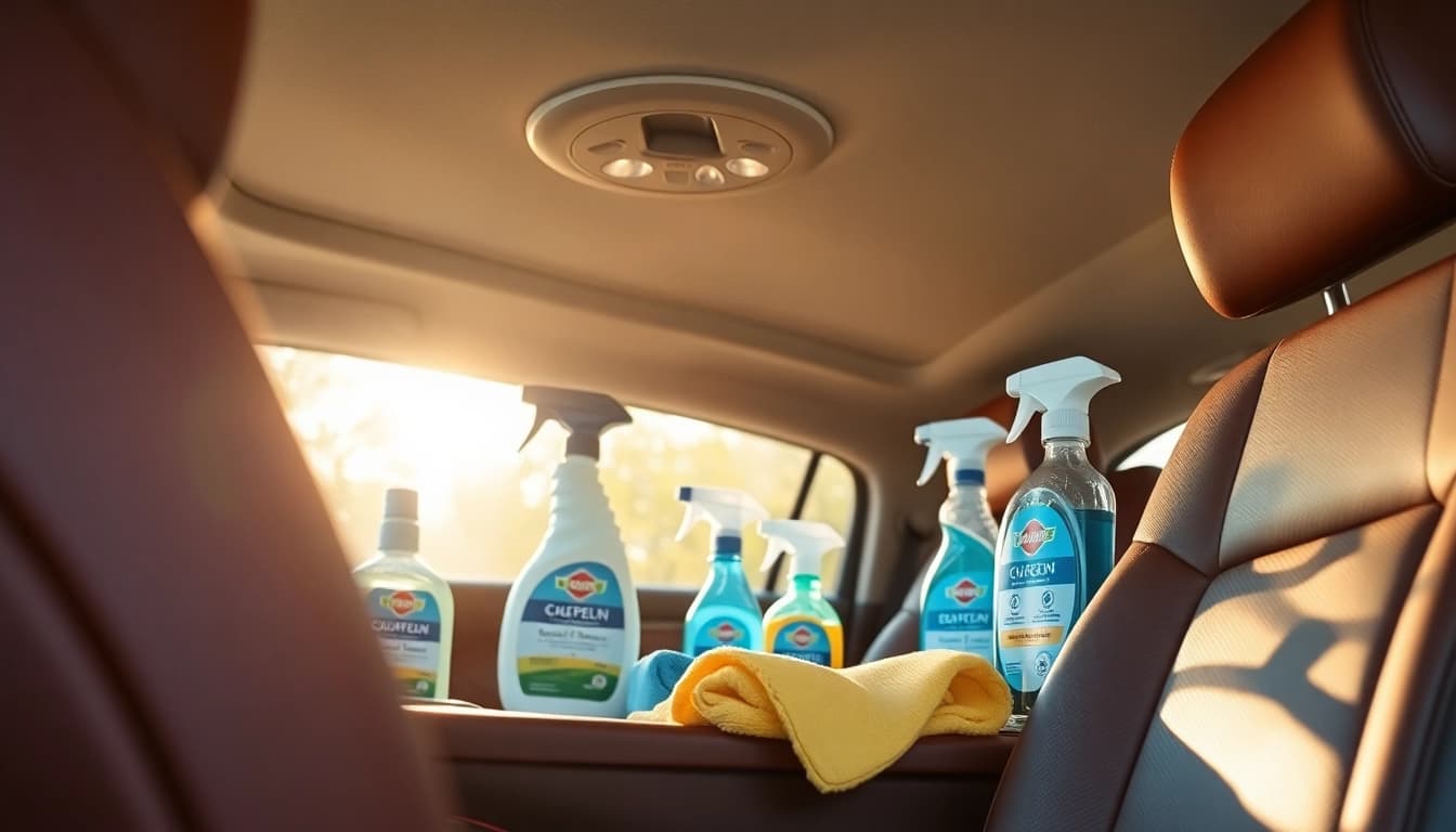 Cleaning a car interior with effective interior car cleaner Canada products.