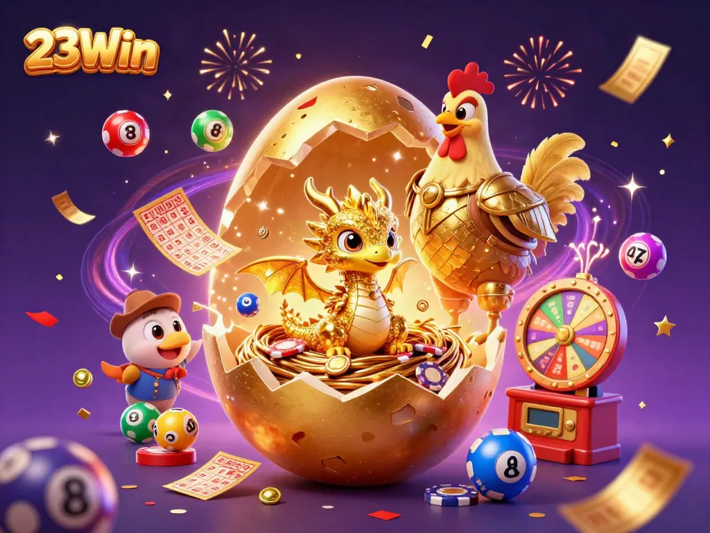 Engage in thrilling bets at 23Win with an enchanting golden dragon and vibrantly dynamic game elements.