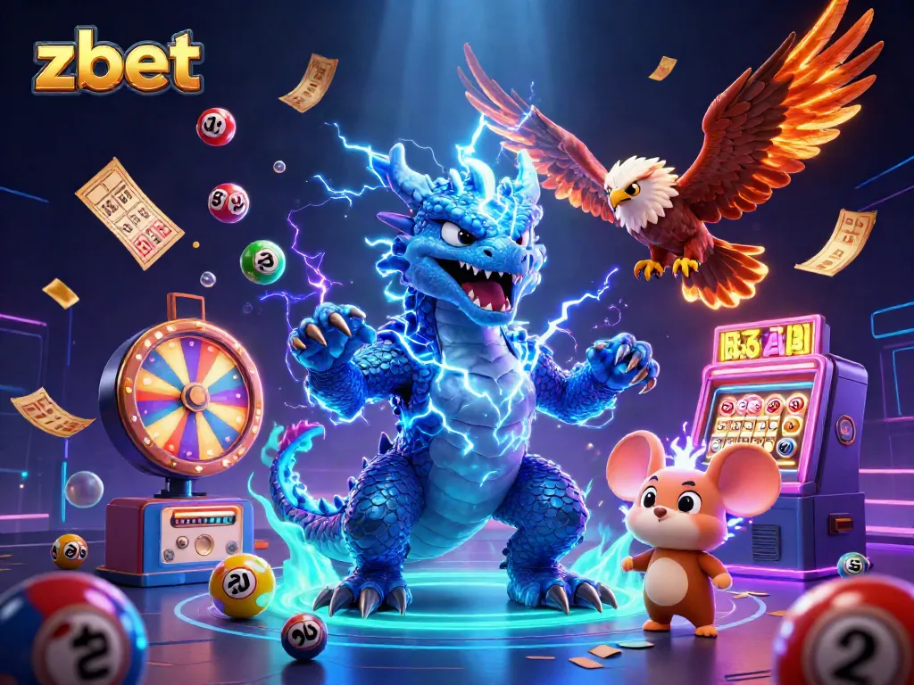 Experience zbet's thrilling casino atmosphere with dynamic game elements and vibrant characters.