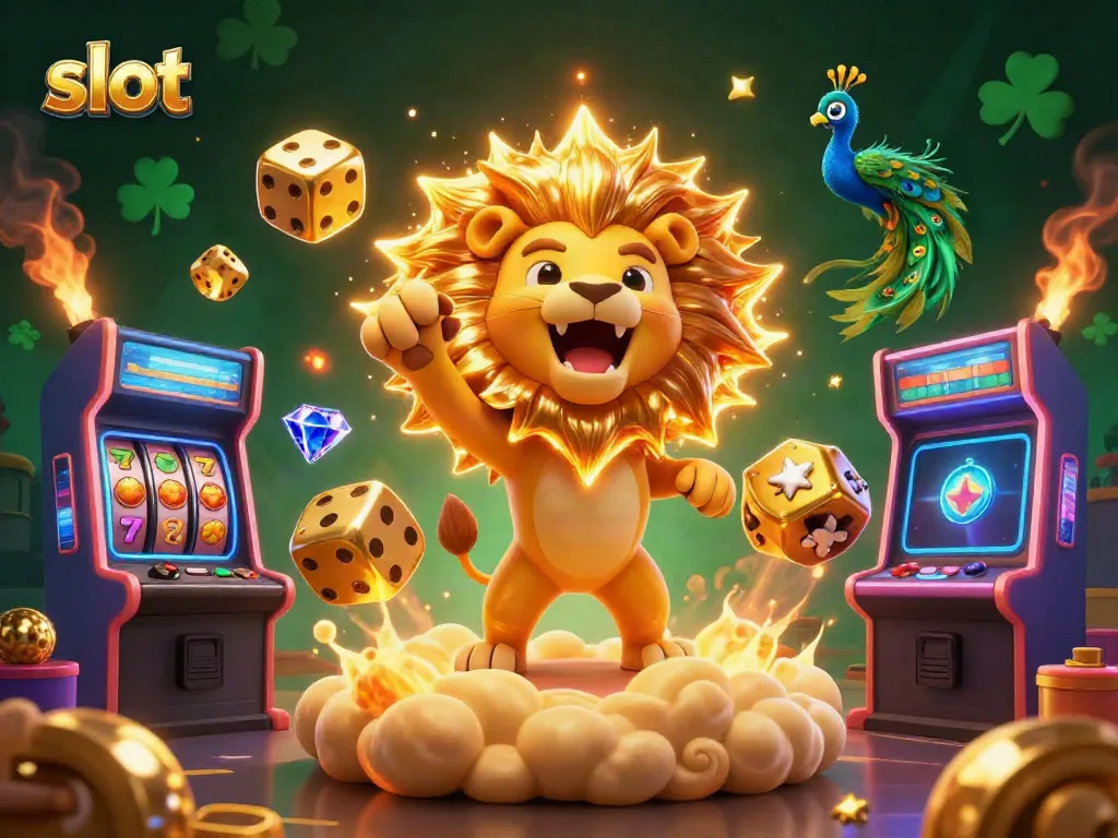 Experience thrilling slot gameplay with colorful 3D characters and dynamic elements in a vibrant casino scene.