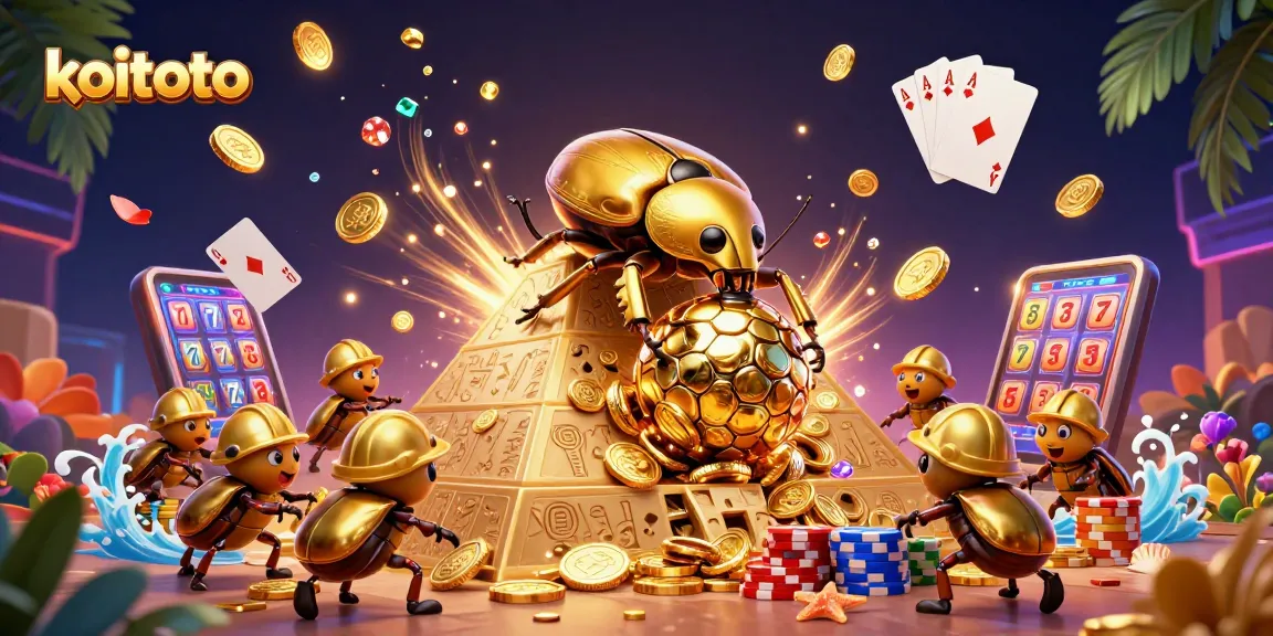 Koitoto gamers enjoy vibrant gameplay with golden coins and lively slot symbols in a dynamic scene.