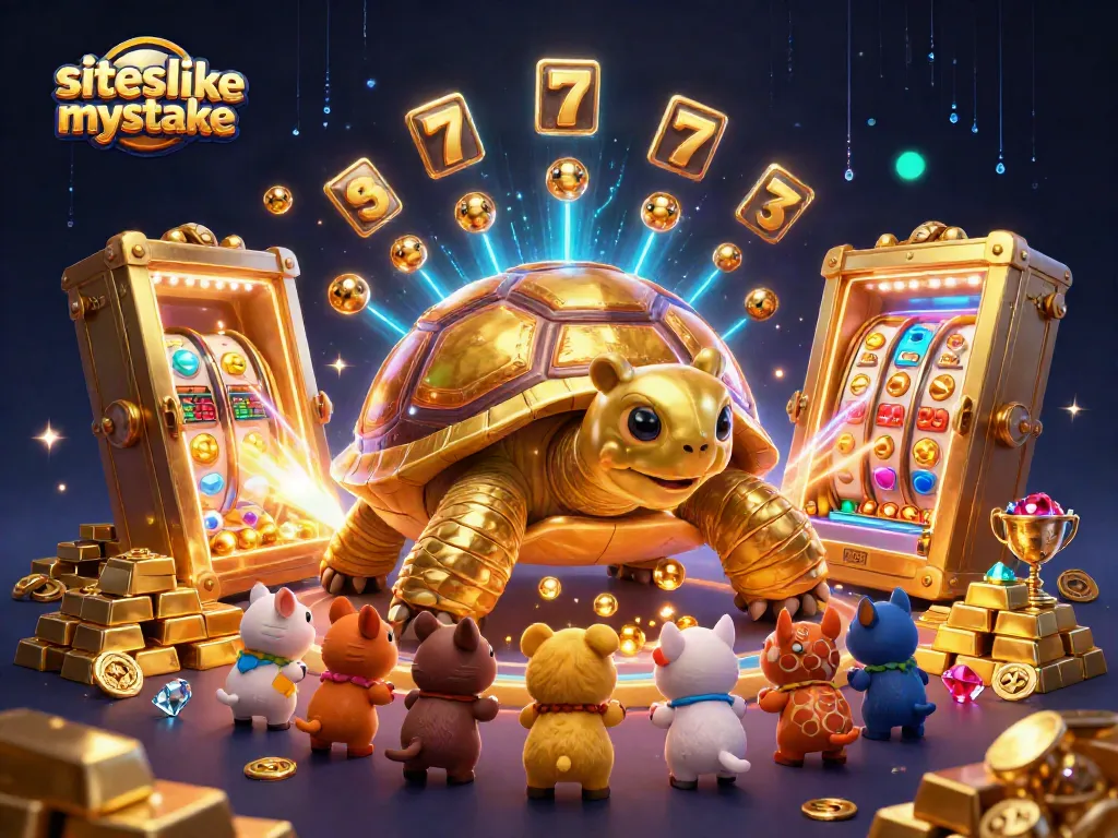 Engage in thrilling gameplay with siteslikemystake's vibrant casino scene featuring a golden tortoise pinball.