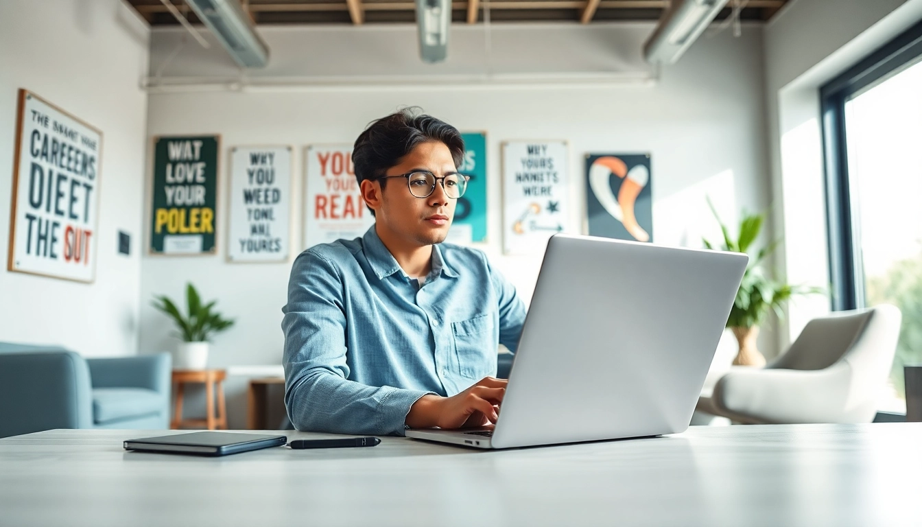 Engaged professional evaluating options for an Ideal Career in a bright office.
