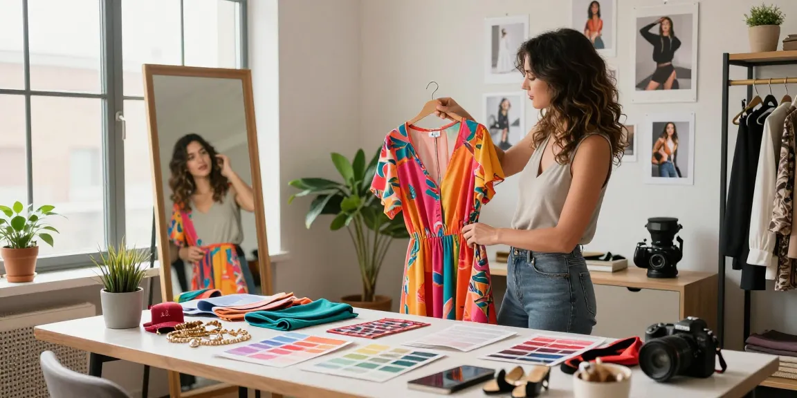 Consulente d'immagine durante una consulenza di moda con abiti e accessori