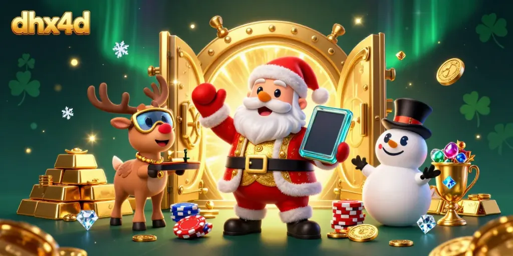 DHX4D menawarkan jackpot menarik di dunia slot dengan Santa Claus, rusa, dan snowman bermain di kasino