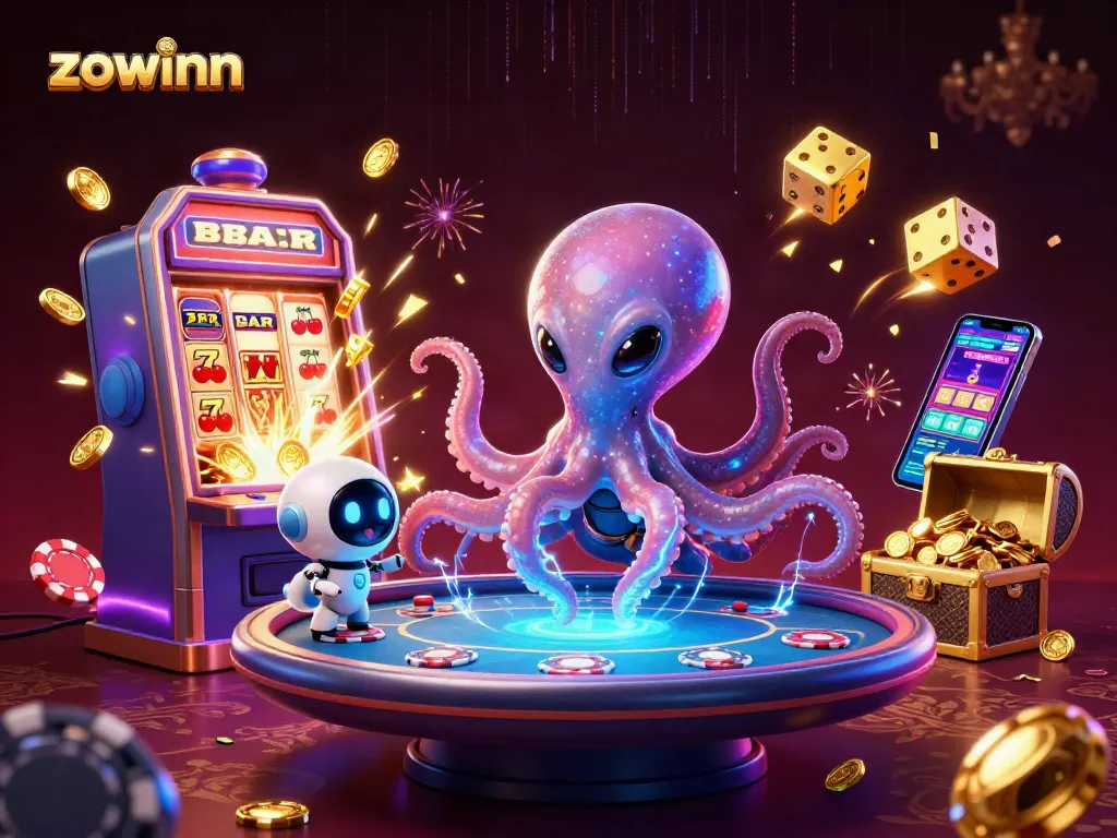 Engage with zowinn in an exciting casino adventure featuring an alien octopus and dynamic game elements.