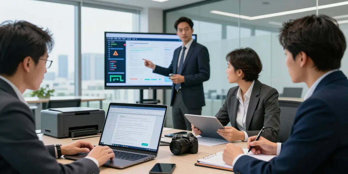 Team collaborating on document fraud detection in a modern office.