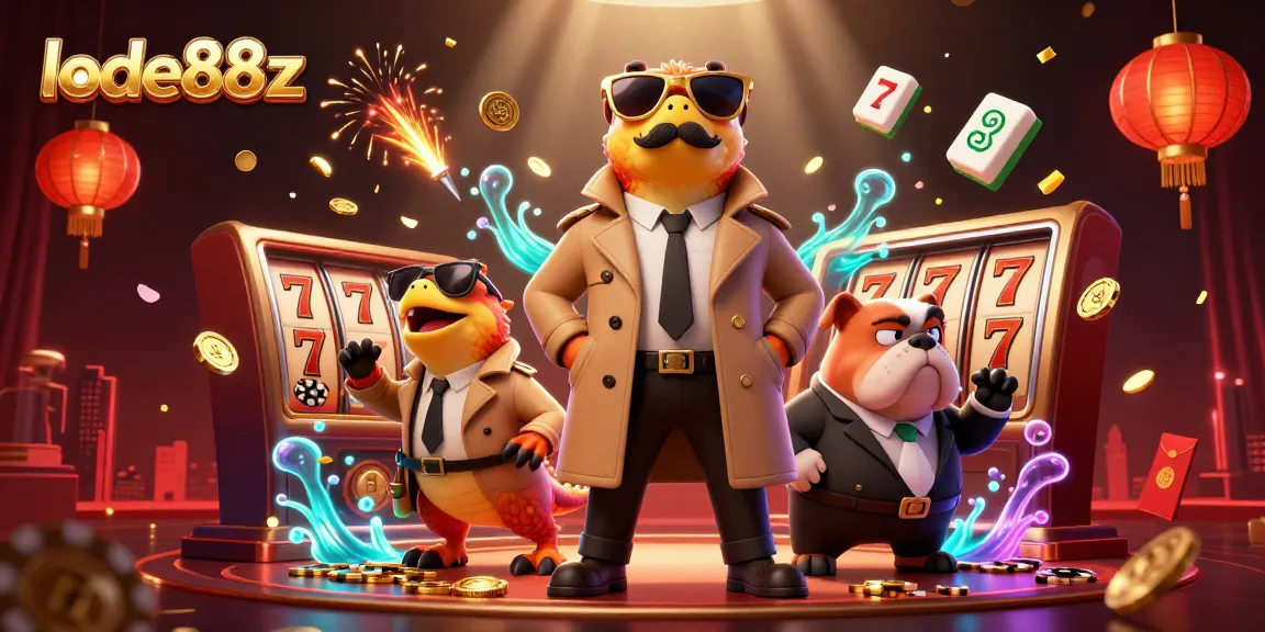Engage with lode88z as raptors hilariously attempt VIP entry into a casino, surrounded by vibrant gaming elements.