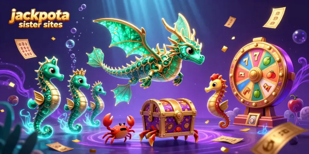 Experience the excitement of jackpota sister sites with slot reels and vibrant underwater creatures in action.