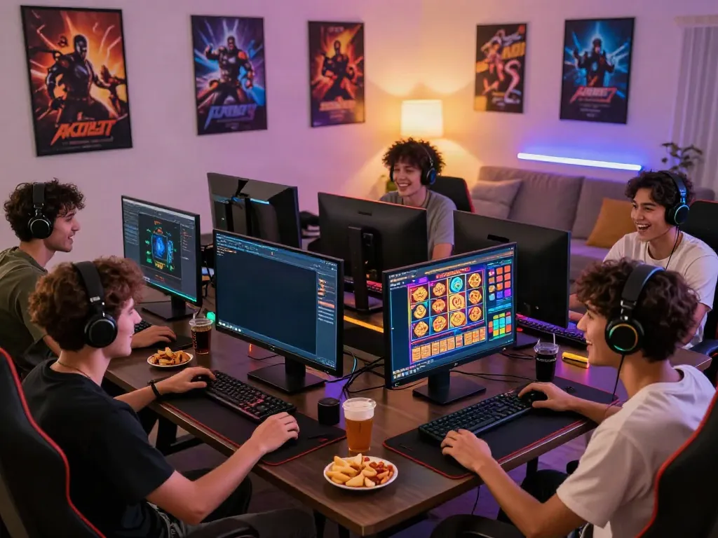 Dewatogel players enjoying an engaging online gaming experience in a lively gaming room.