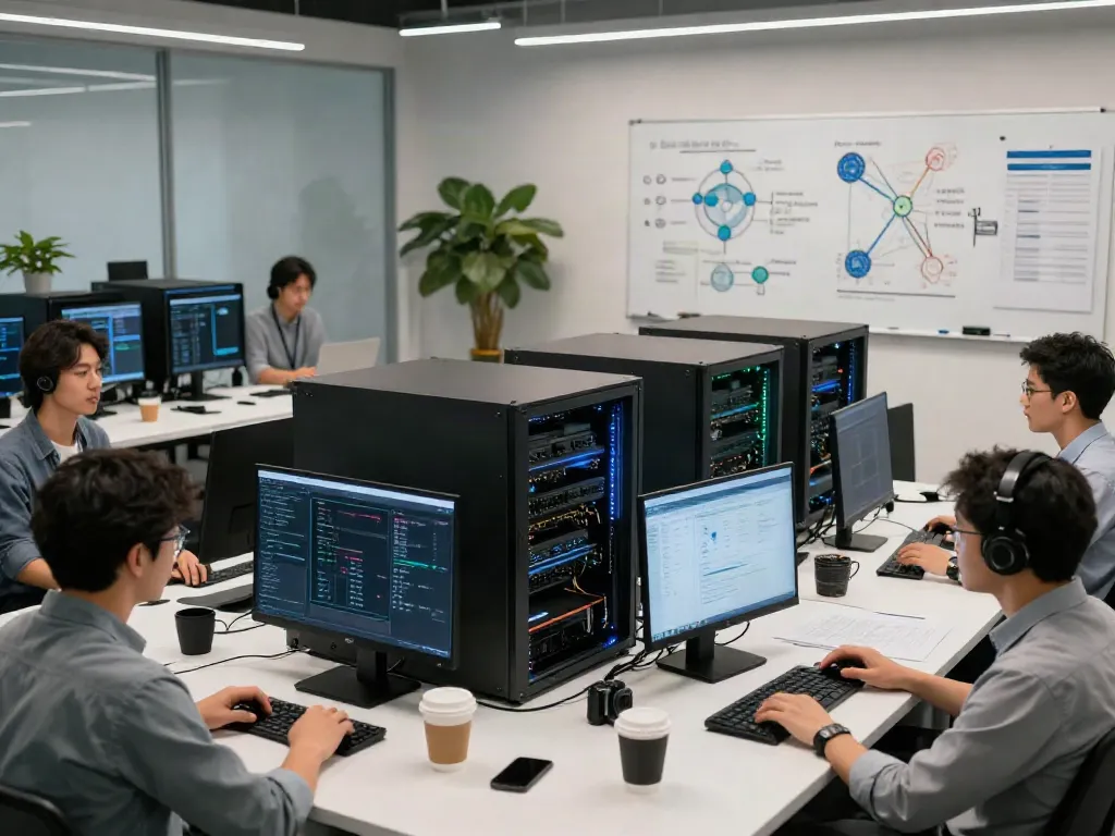 Engineers collaborating in a data center supporting the AI Token Economy.