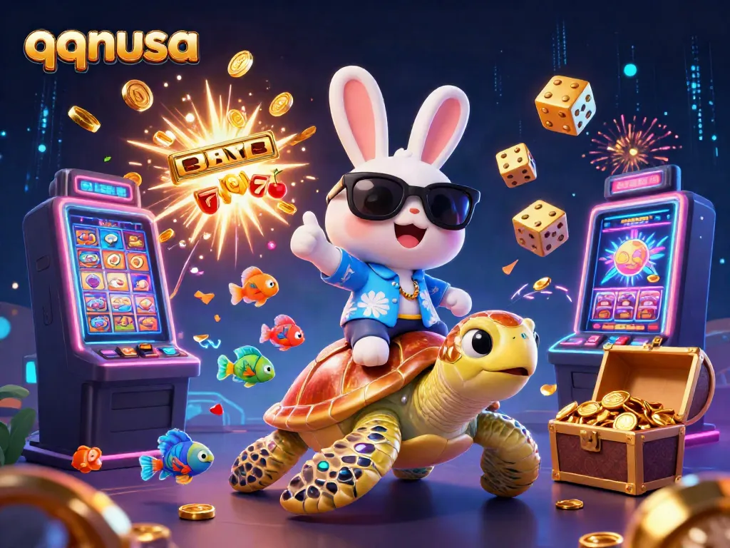 Spin to win with qqnusa's vibrant casino adventure featuring charming cartoon characters.
