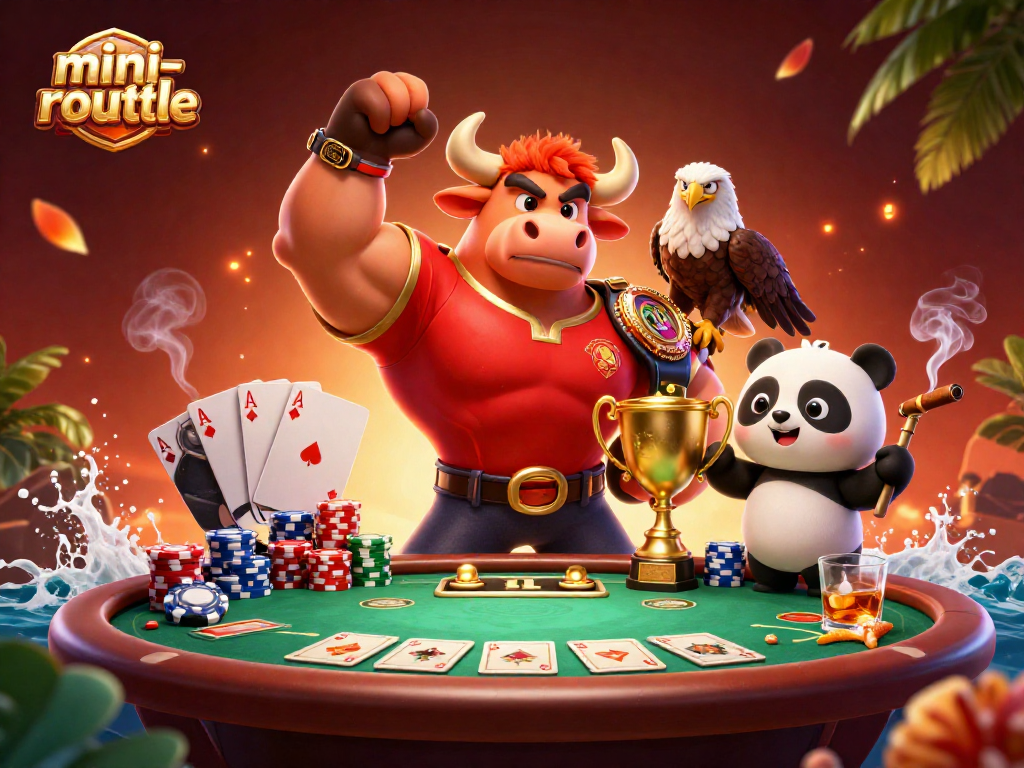 Experience the thrill of mini-roulette with exciting characters and casino elements in an energetic scene.