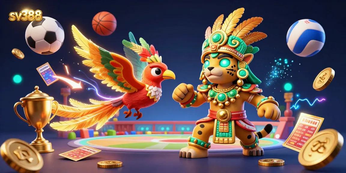 Experience thrilling action with sv388 as the jaguar priest and quetzal bird animate a captivating fighting scene in a dynamic arena.