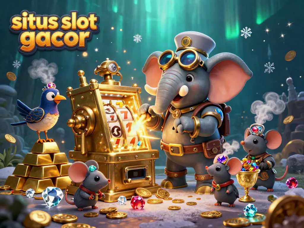 Experience situs slot gacor gameplay with a steampunk elephant engineer and golden treasures.
