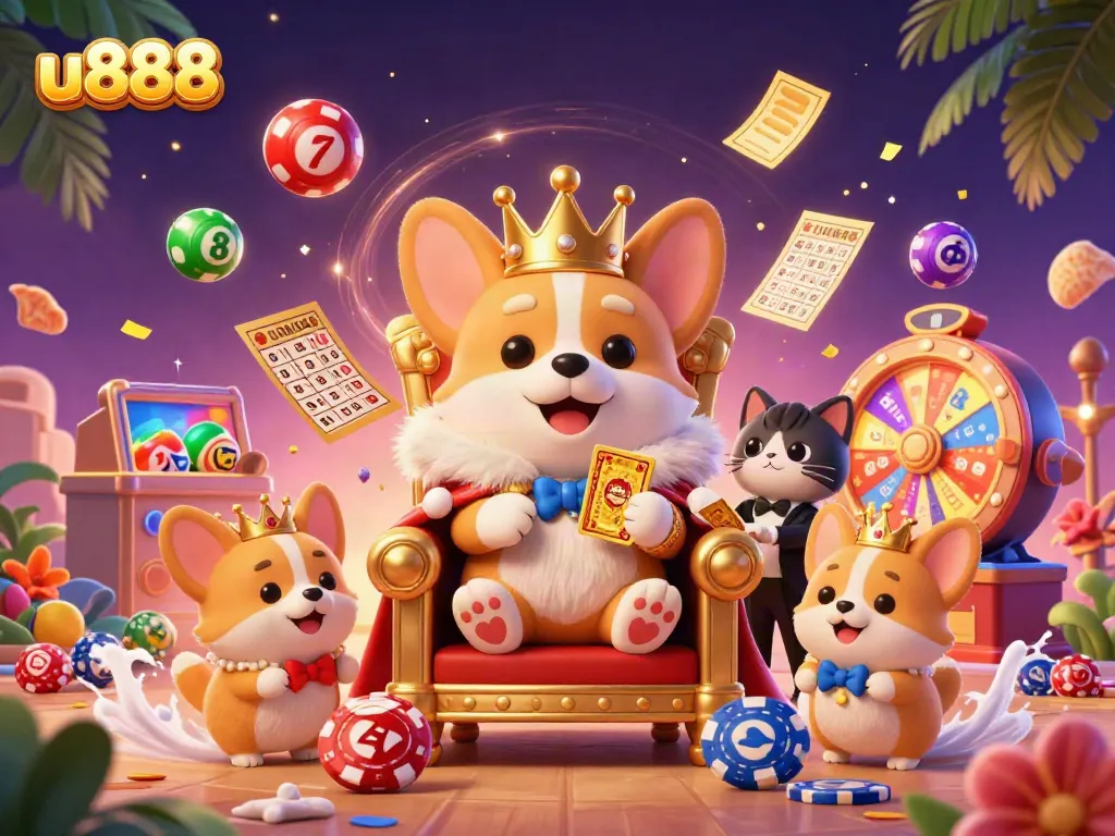 Engage with thrilling u888 casino gameplay as royal corgi rules over lottery excitement.