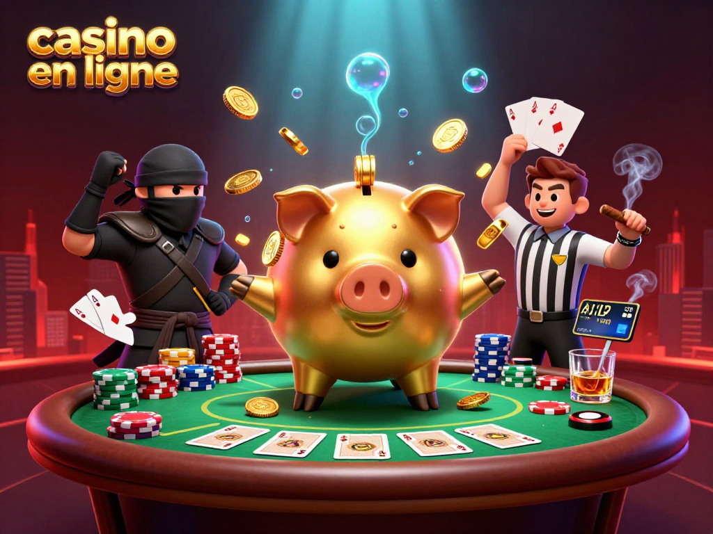 Jouez au casino en ligne avec des personnages animés autour d'une table de poker.