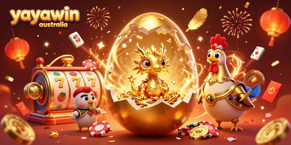 Experience the excitement of yayawin australia with a golden baby dragon among poker chips and luxurious elements.