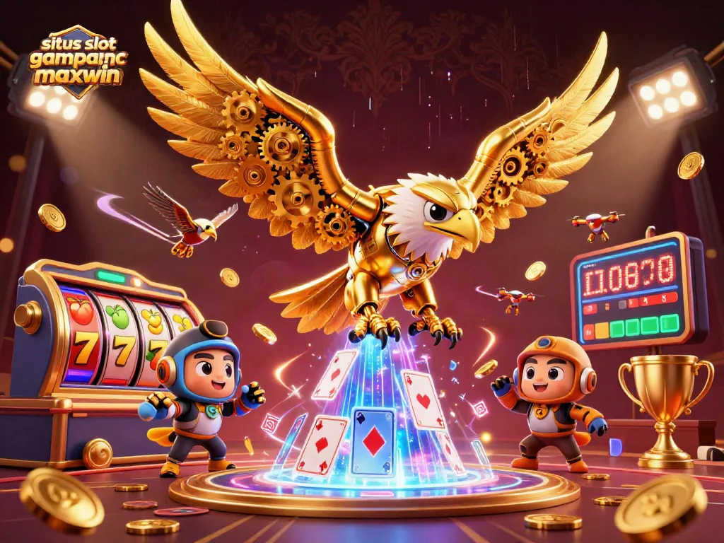 Win with situs slot gampang maxwin in a vibrant 3D casino landscape packed with excitement.