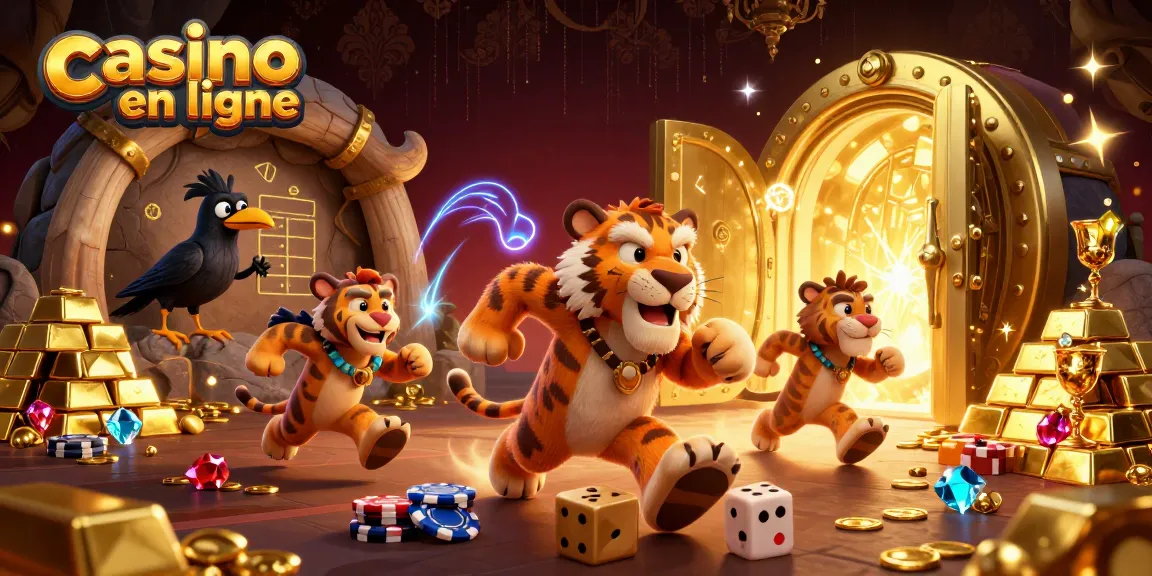 Vivez l'excitation du casino en ligne avec des personnages colorés dans une illustration 3D dynamique.