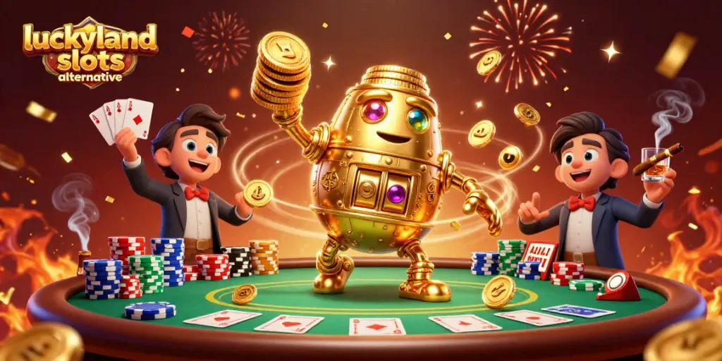 Discover exciting gameplay in this luckyland slots alternative illustration, featuring vibrant casino action and characters.