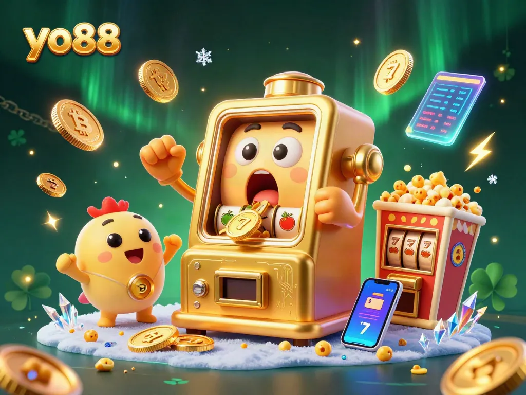 Spin the yo88 slots and unleash jackpots with coins raining from the golden machine!