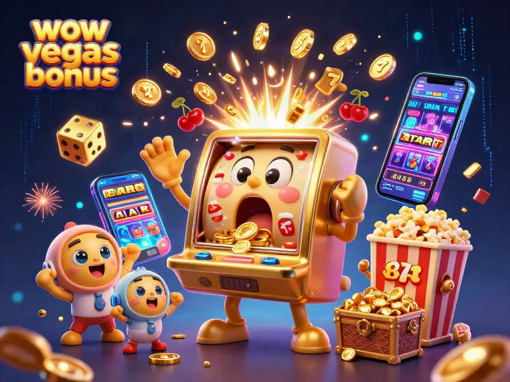 Spin the reels with wow vegas bonus and watch a golden slot machine hit the jackpot.