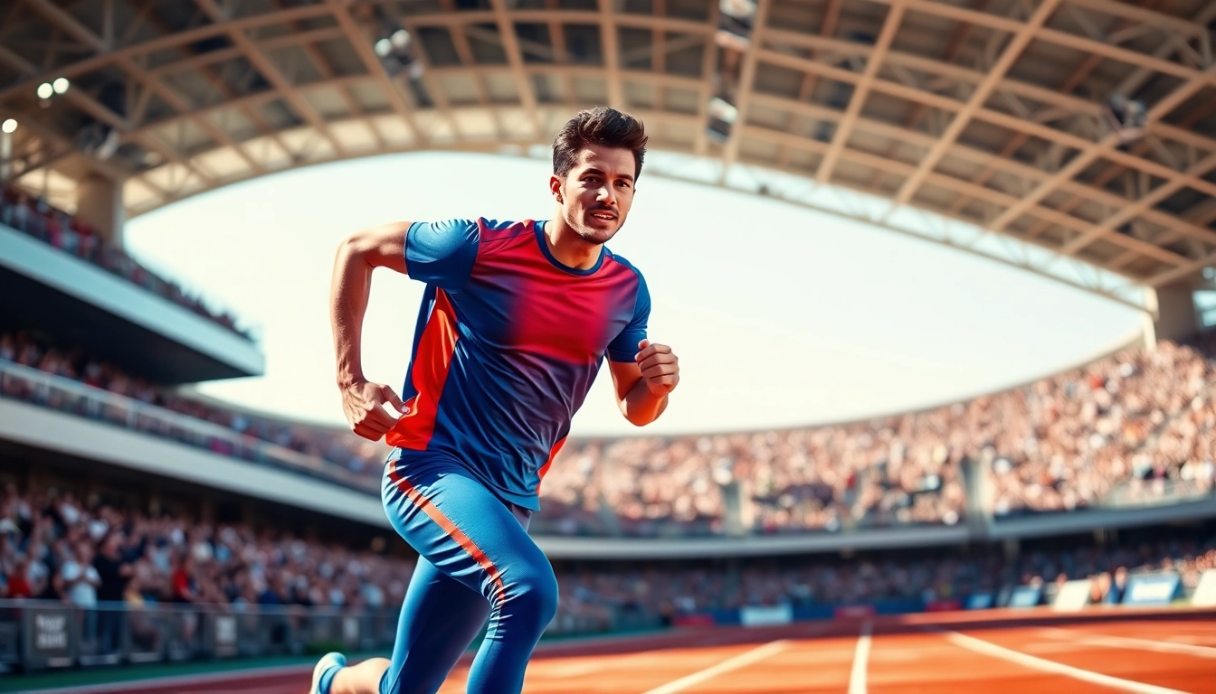 Athlete sprinting in high-performance sportswear on the track.