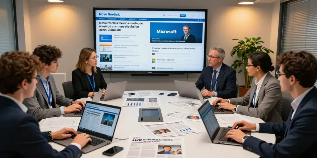 Dynamic newsroom scene highlighting team collaboration on breaking news, featuring elligilgal.com and recent updates on technology and healthcare.