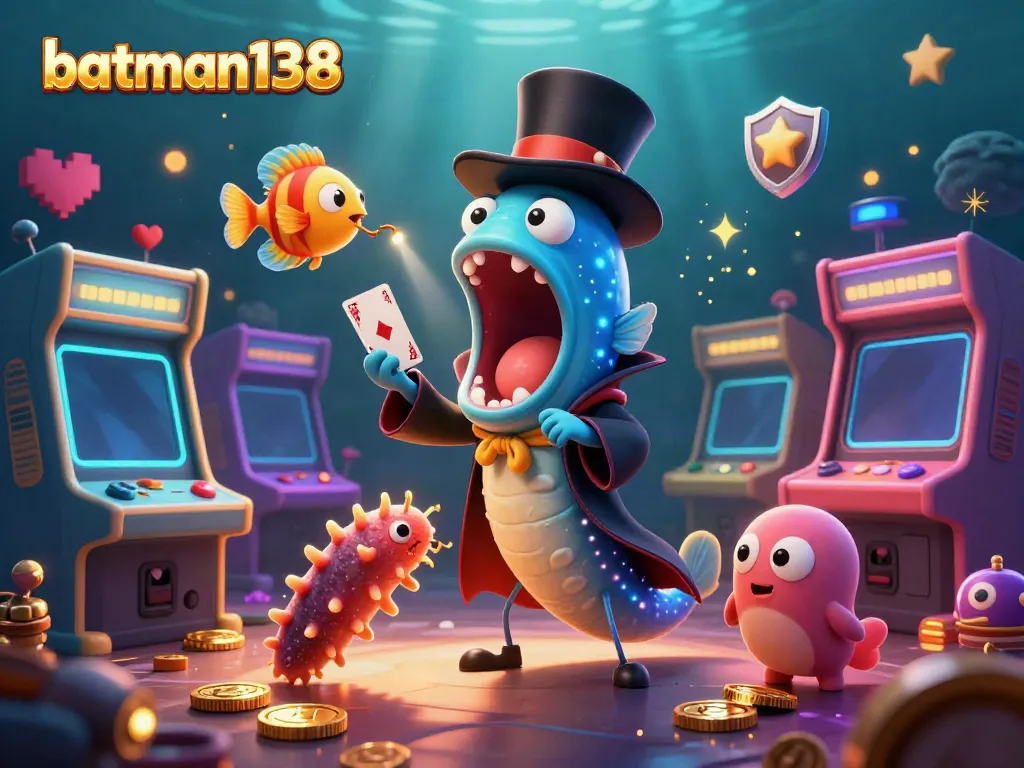 Experience the excitement of batman138 with vibrant 3D gaming characters performing magical tricks underwater.