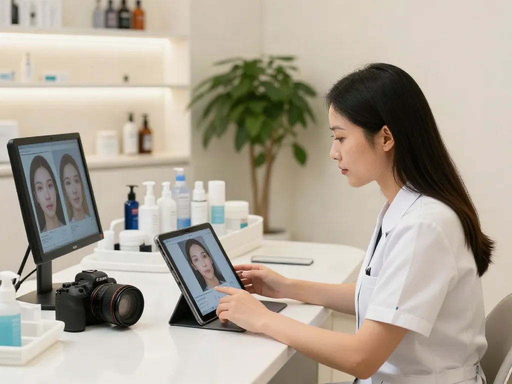 Alternatives to QOVES explained in a modern beauty analysis clinic setting.