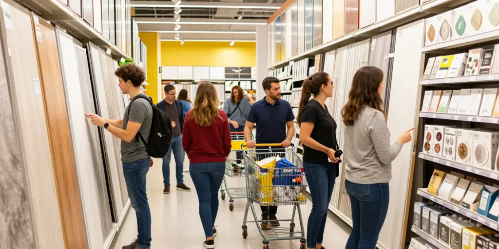Shopsmart shopping experience showcasing eco-friendly products in a vibrant retail setting.