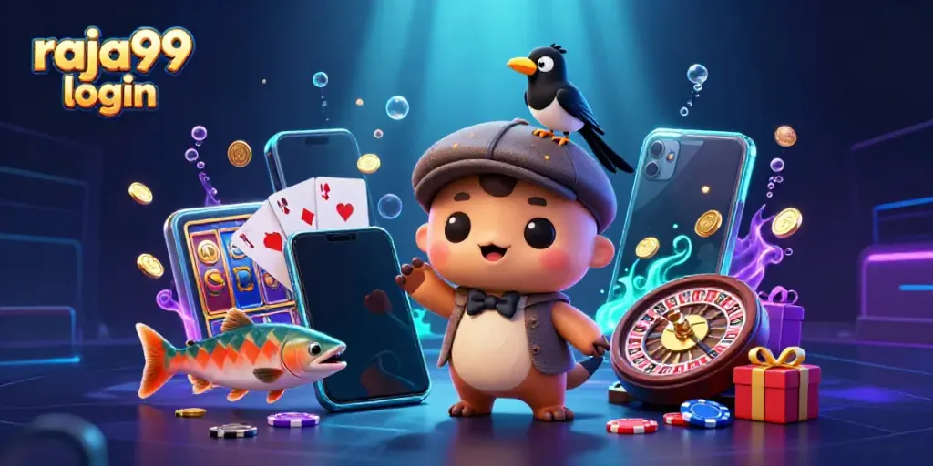 Engage with raja99 login to experience vibrant casino fun featuring animated characters and games.