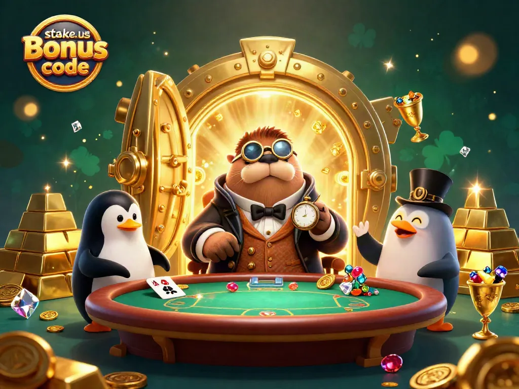 Experience the excitement of the underwater poker table using the stake.us bonus code with vibrant characters and treasures.