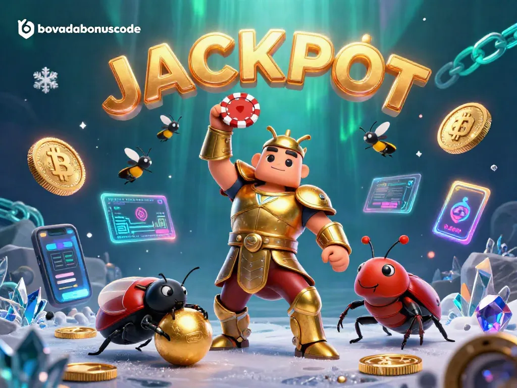 Play with bovadabonuscode as the hercules beetle triumphs amid glowing crypto elements.