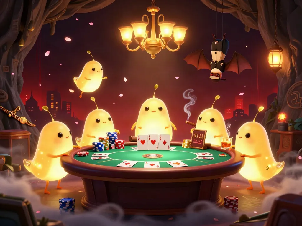 Experience batman138's vibrant cave casino with glowing characters and rich gaming elements.
