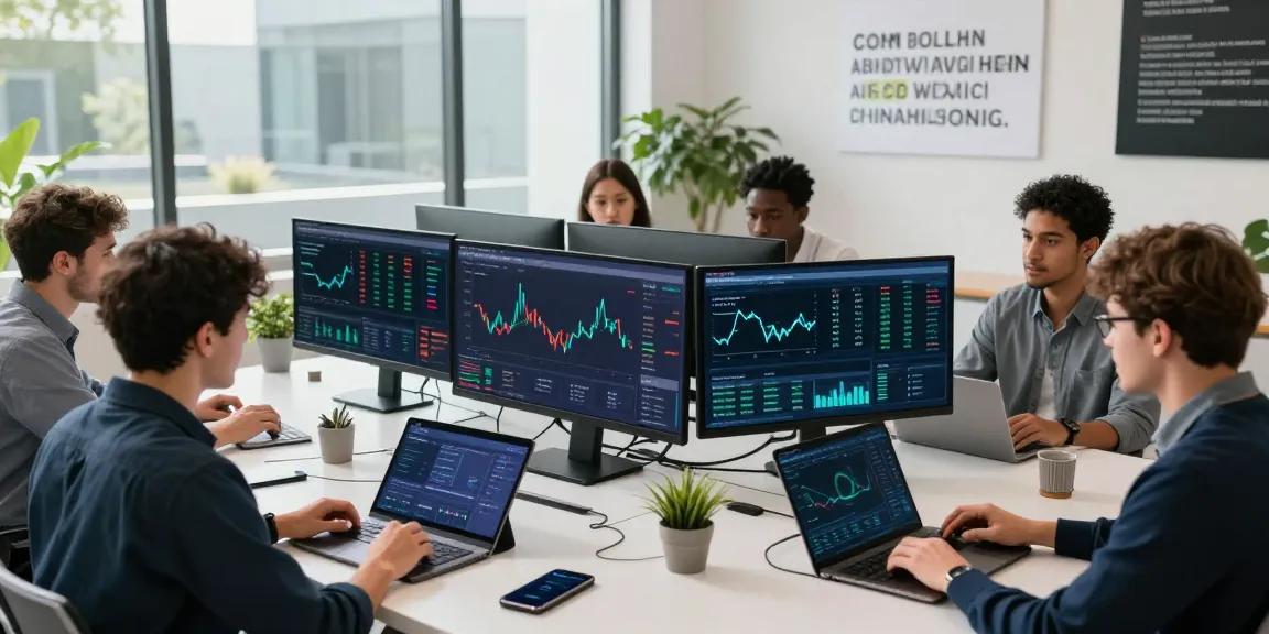 Team analyzing bungeeexchange cross-chain transactions in modern workspace.