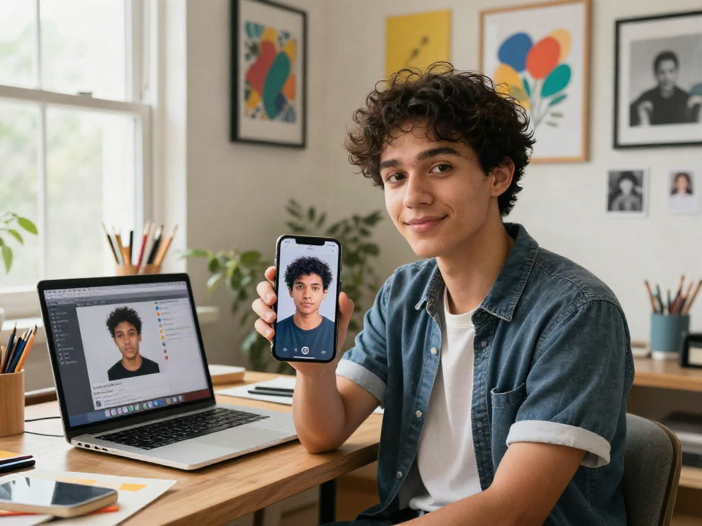 Using AI to find out how old do I look in a vibrant home studio