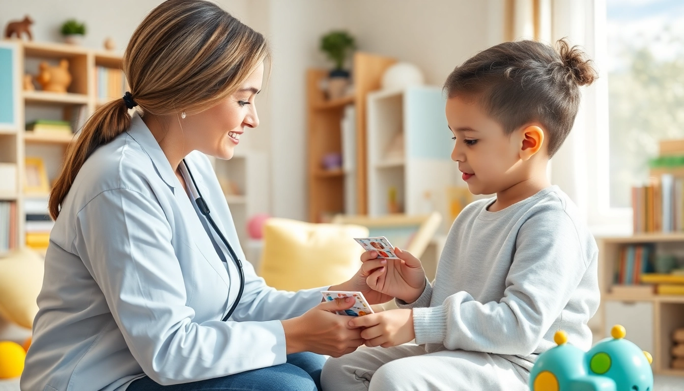 Child engaged in Autism Therapy session, illustrating a supportive environment with professional guidance.
