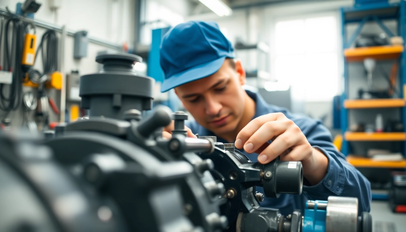 Providing hydraulic pump services to improve machinery performance in a modern workshop.