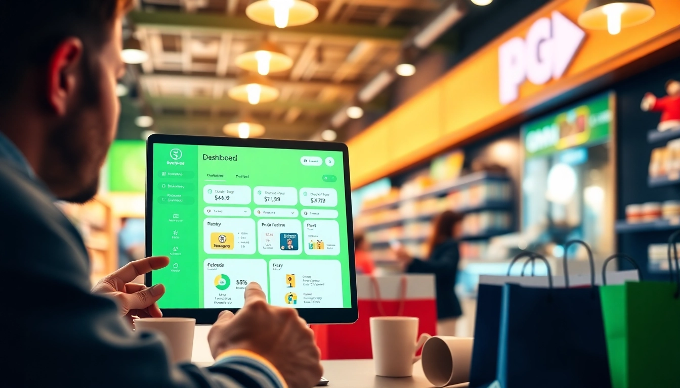 Engage with stampezee's digital loyalty platform interface featuring vibrant retail interactions.